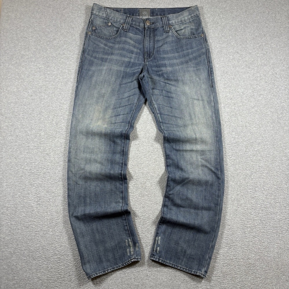 Rock & Republic Mens 33x32 Straight Leg Denim Jeans Blue Faded Wash Y2K Vintage
